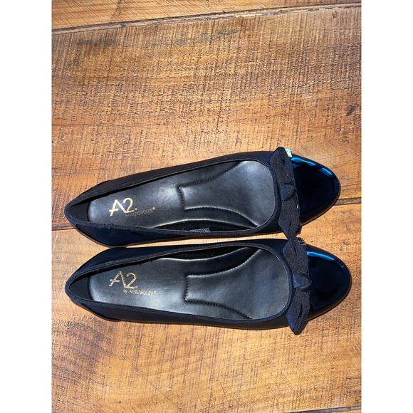 Womens‎ A2 by Aerosoles Black Ballet Flats Cap Toe Bow Detail Size 6 - Picture 3 of 10